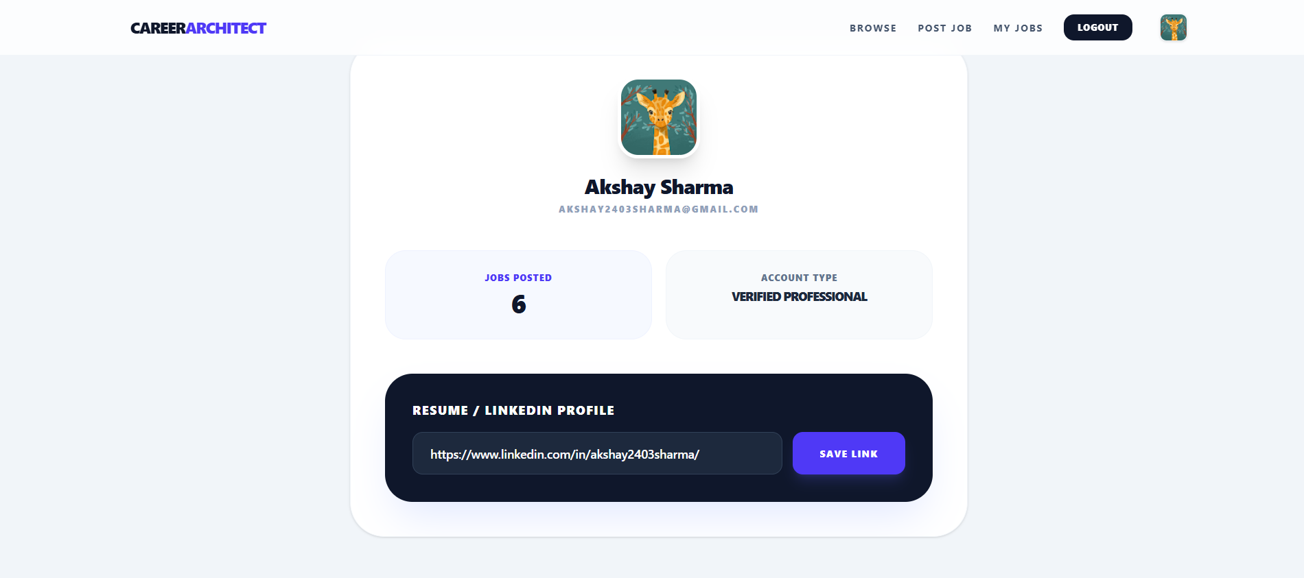 User Profile & Job Stats
